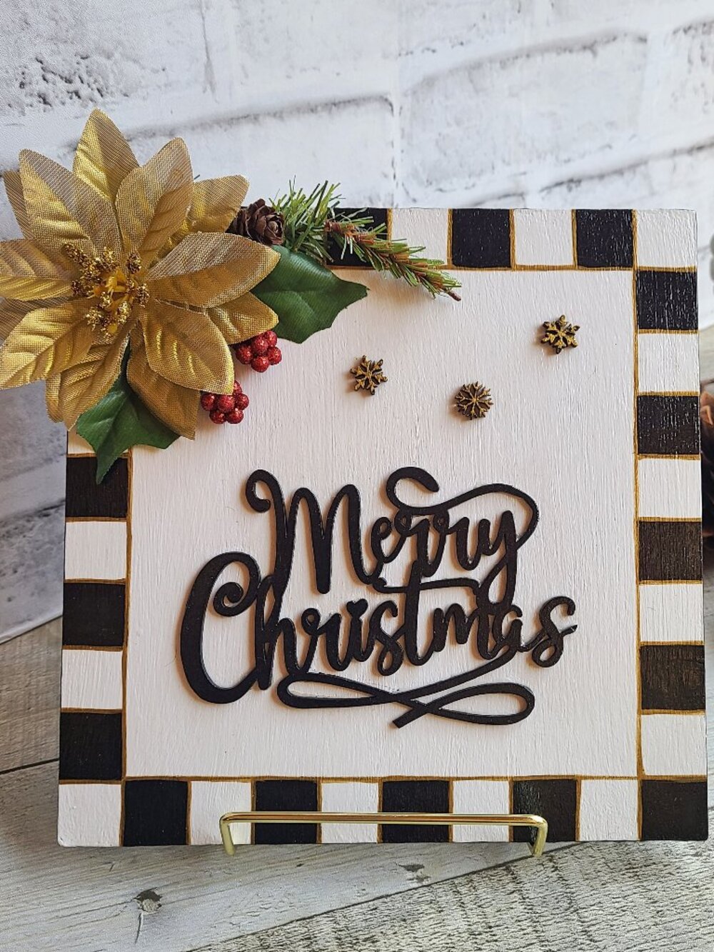 Checked Christmas Decor Buffalo Check Merry Christmas Sign Checked Mantle Decor